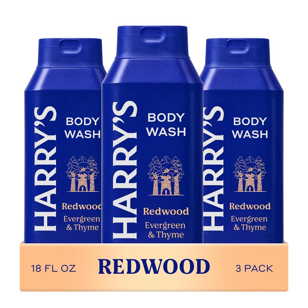 Harry's Men's Body Wash Shower Gel, Redwood Scent, 18 oz, Pack of 3