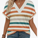 WIHOLL Womens Summer Tops Short Dolman Sleeve Shirts 2025 Fashion V Neck Outfits Clothes, XXL