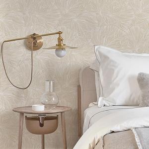 Heroad Boho Peel and Stick Wallpaper Neutral Floral Contact Paper Beige Yellow Modern Removable Self-Adhesive Wallpaper for Bedroom Living Room Cabinets Decoration Thicken Vinyl Roll 17.3''x78.7''