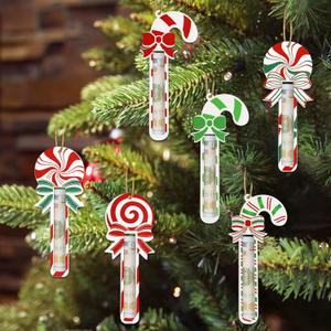 6 Pcs Christmas Money Holder Ornaments, Christmas Candy Cane Gift Money Holders for Cash, Funny Ways to Gift Money for Xmas Tree, Personalized Money Gift Holder Hanging Ornaments (Candy