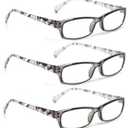 Kerecsen Reading Glasses 4 Pairs Fashion Ladies Readers Spring Hinge with Pattern Print Eyeglasses for Women (4 Grey, 1.25, x)