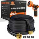 Giraffe Tools Garden Hose 50FT Lightweight Lay Flat Water Hose Kink Free Flexible Hose with 9 Spray Function NozzleBlack
