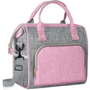 IDEATECH Insulated Lunch Box for Women, Cute & Reusable Cooler Lunch Bag for Work, Office & Picnic, Leak-Proof Tote with Shoulder Strap (Pink)