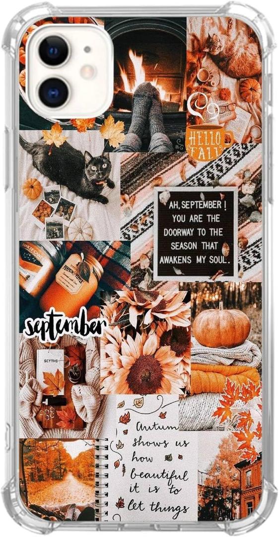 Aesthetic Fall Collage Phone Case Compatible with iPhone 12/iPhone 12 Pro, Autumn Pumpkin Collage Case for Girl Women Men, Unique Soft TPU Bumper Cover Case for iPhone 12/iPhone 12 Pro Aesthetic Fall Collage Phone Case Compatible with iPhone 12/iPhone 12 Pro, Autumn Pumpkin Collage Case for Girl Women Men, Unique Soft TPU Bumper Cover Case for iPhone 12/iPhone 12 Pro