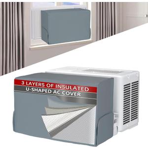 Air Conditioner covers for inside 20"W x 14"H x 6"D Compatible with Midea Window Air Conditioner 8000/10000/120000 BTU, 3 Layers Insulation AC Cover Compatible with Midea U shaped AC Unit, Grey 
