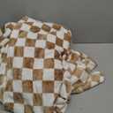 LOMAO Throw Blankets Flannel Blanket with Checkerboard Grid Pattern Soft Throw Blanket for Couch, Bed, Sofa Luxurious Warm and Cozy for All Seasons (Khaki, 90"x110")