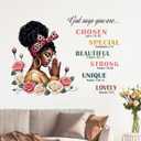 Yovkky Black Girl Inspirational Quote Wall Decals Stickers, African American God Says You are HomeGirls Women Bedroom Decor, Positive Rose Flower Living Room Kitchen Decorations Art