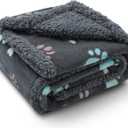 Luciphia Waterproof Pet Blankets for Couch Sofa Bed Cover Cat Liquid Pee Proof Washable Soft Fluffy Large Dog Blanket Reversible Furniture Protection Puppy Grey Paw Thicken Small 40" x 28"