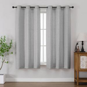 Chyhomenyc Light Grey Curtains 63 Inch Length 2 Panels for Bedroom, Light Filtering Faux Linen Textured Living Room Curtain, Elegant Farmhouse Soft Grommet Window Drapes, 40Wx63L, 2PCS