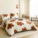 Cottonight Pumpkin Sunflower Comforter Set Brown King Women Girls Beige and Brown Floral Bedding Comforter Set Botanical Flowers Blanket Quilts Soft Breathable Cute Comforter