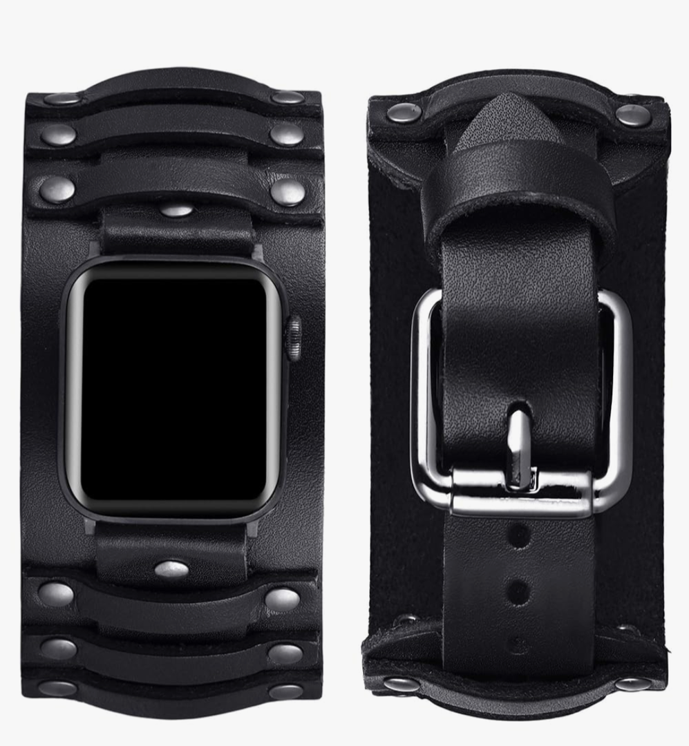VIQIV Wide Cuff Bracelet Leather Band Compatible with Apple Watch Ultra Band 38mm 40mm 41mm 42mm 44mm 45mm 49mm for Men Women, Fancy Dressy Western Wristbands Pretty Straps for iWatch Bands Series SE/9/8/7/6/5/4/3/2