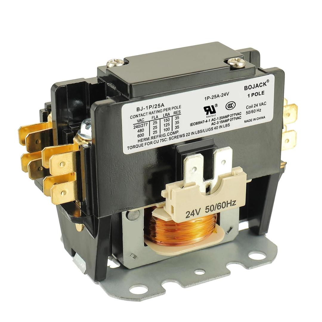 BOJACK 1 Poles FLA 25 Amp Coil 24 VAC Air Conditioner Condenser Compressor Contactor AC Definite Purpose Contactor