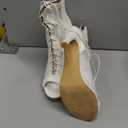 Women’s Lace Up Dance Heels Open Toe Mesh Sparkling Sequin Booties Peep Toe Stiletto High Heel Dance Shoes 41