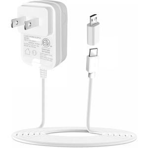 TKDY 5V 1.5A Power Adapter Charger, DC 5 Volt 1A 0.5A Power Supply Cord, with USB Type C and Micro USB Port, fit for DC5V 5Vdc Kindle Paperwhite Speaker Tablet Android Smartphones and More.