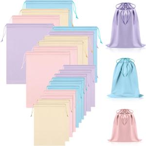 Hillban 20 Pcs Satin Game Toy Bags with Drawstring Silk Toy Organizer Lightweight Gift Pouch Multipurpose Foldable Stuff Sack Travel Bags for Women Men, 3 Sizes(M,L,XL,Macaron Color)