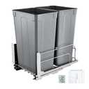 VEVOR Pull-Out Trash Can, 50 QT x2 Double Under Mount Kitchen Waste Container, Heavy Duty Garbage Recycling Bin with Door Kit and Soft Close Slide, for Kitchen Cabinet, Sink, Under Counter (Grey)