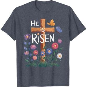 He Is Risen Jesus Floral Christian Easter T-Shirt, Size: 4X Woman