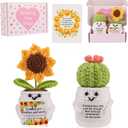 Get Well Gifts for Women - Positive Sunflower Crochet Surgery Recovery and Cancer Care Comfort Gifts, Get Well Soon Hospital Bag Essentials, Cheer Up and Encouragement for Patients