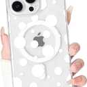NITITOP for iPhone 15 Pro Max Case Clear Magnetic Polka Dot - Large White