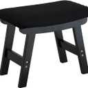 Foot Stool Ottoman Foot Rest Under Desk,Small Stool for Living Room, Bedroom and Kitchen (Black Legs - Black Stool Surface), 9.8"D x 15.3"W x 11.8"H