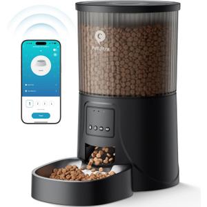 Automatic Cat Feeder WiFi- 5Ghz Cat Food Dispenser with APP Remote Control- Auto Pet Feeder for Small Dog Indoor- Easy to Set Up and Clean- Dual Power with Desiccant Bag& Stainless Steel