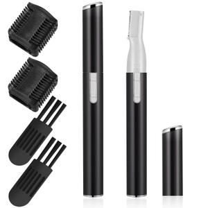 Chumia 2 Pcs Electric Eyebrow Trimmer Women Precision Face Razors Mini Shaver with Comb Christmas Women Gift Battery Operated Personal Epilator for Face Neck Fuzz Lips Leg(Black)