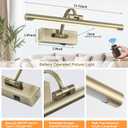 Tassuowell LED Picture Lights for Wall Rechargeable, Battery Operated Art Light for Paintings Wireless,15.7inch Antique Bronze Gallery Light for Artwork
