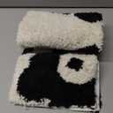 Cute Black Flower Bath Mat Microfiber Funny Bathroom Rugs Soft Fluffy Absorbent Quick Dry Non Slip TPR Backing Washable Bath Mats for Bathroom,Shower Doorway and Bathtub, 24" x 16"