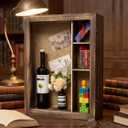 6 Inch External Depth Extra Large Shadow Box Frame Large Shadow Box 14x16,Natural Wood Big Display Case with Lock Door for Wedding,Christmas, Valentine's Day (Carbonized)