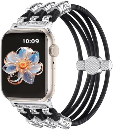 Omnillert Beaded Bands Compatible with Apple Watch Band 40mm 42mm 38mm 41mm 45mm 44mm 49mm Women, Boho Solace Stretchy Cute Braided Bracelet Band for iWatch Band Series SE Ultra 10 9 8 7 6 5 4 3 2 1