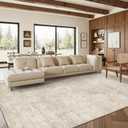 Art&Tuft Washable Rug, Ultra Thin Anti-Slip Backing Abstract 9x12 Area Rug, Low Pile Area Rugs 9x12 Living Room, Stain Resistant Foldable Machine Washable Area Rug (9'x12', Beige)