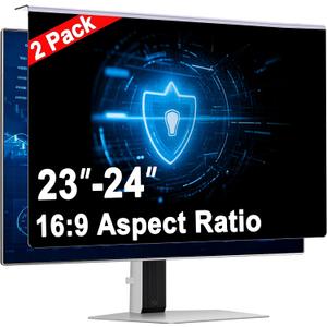 2 Pack 24 Inch Privacy Screen for Monitor, Hanging Anti Spy Screen Filter for 23.6 to 23.8 Inch 16:9 Widescreen Monitor, Removable Blue Light Reduction Protector for Office
