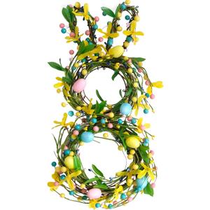 Bibelot 18 Inch Easter Wreaths Bunny Colorful Eggs Wreath for Front Door, Spring Eggs and Berries Twig Wreaths for Home Decor, Easter Wreath for Inside and Outside