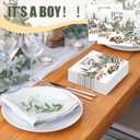 Tenceur 100 Pcs Winter It's a Boy Paper Napkins Forest Adventure Baby Shower Decorations Disposable Napkins Bear Fox Woodland House Shower Paper Towels for Boy Baby Party Supply Table Decor
