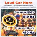 Super Loud 110dB Dual-Tone Electric Air Horn Kit - Waterproof Universal 12V Car Horn for Trucks, SUVs, Cars, Motorcycles (Easy Installation)