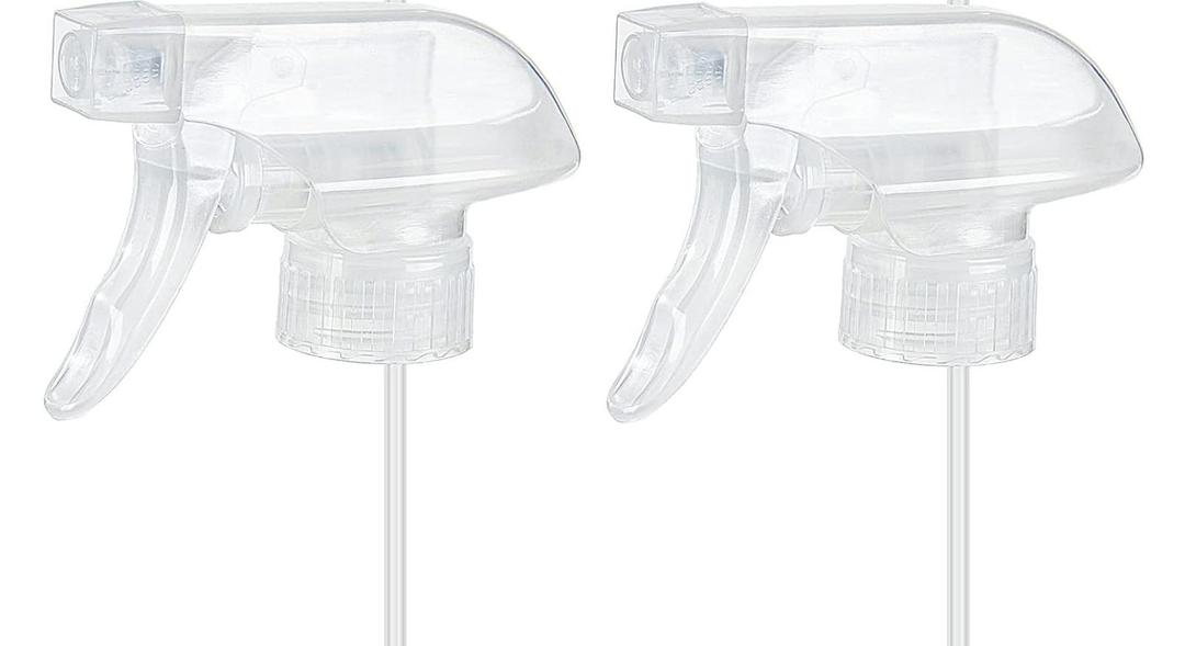HOMBYS 2 Pack Clear Trigger Sprayers Replacement Spray Nozzles with Mist Stream Sprayer for 8oz/16oz Glass Spray Bottles for Home, Kitchen, Garden and Office,Cleaning Solutions-Quality Sprayer