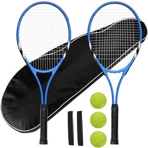 Tennis Rackets 2 Players Recreational for Beginners,Pre-Strung 27 Inch Light Adult Racquet Set for Women Men with Tennis Balls,Overgrips and Carry Bag (BLUE)