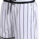 DEHANER Men's Basketball Shorts with Zip Pockets for Workout Gym Sports, Featuring Breathable Mesh Fabric (Large) Black Pinstriped-white Shorts