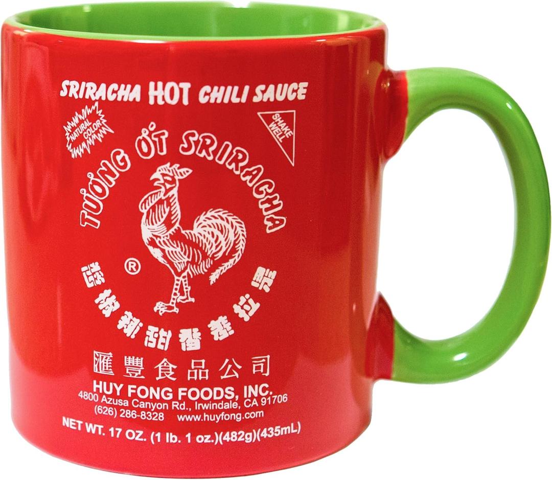 Sriracha Hot Chili Sauce Red & Green Ceramic Mug, Large, 19oz (20 Ounces)