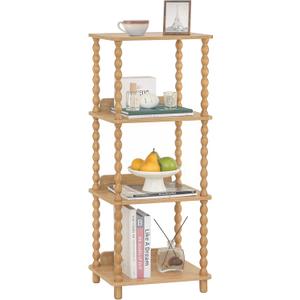 Bookshelf, 4-Tier Wooden Bookcase with Open Shelves, Modern Book Shelf for Small Spaces, Bedroom, Living Room and Office with Solid Wood Legs (Rustic Walnut)
