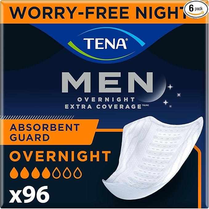 TENA Incontinence Guards, Overnight Absorbency & Advanced Odor Protection, Incontinence Guards for Men, 96 ct
