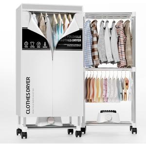 Clothes Dryer, Portable Drying Machine with Timer, 60inch Laundry Drying Wardrobe with Large Capacity, Electric Dryer/Rack for Home | Appartments (Grey)