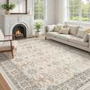 Vintage Living Room Area Rug 10x12 - Large Soft Washable Oriental Traditional Distressed Farmhouse Rugs for Bedroom - Indoor Floor Accent Carpet for Home Office House Decor - Multi