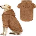 Dog Sweaters for Large Dogs,Dog Hoodie,Warm Fuzzy Fleece Sweatshirt with Hood & Pocket,Leash Hole,Cozy Cold Weather Pet Clothes Sweater Hoodie for Large Dogs(Coffee,2XL) (2XL: 40-60lbs)