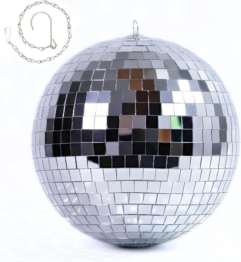 10Inch Silver Mirror Disco Ball  The Ultimate Party Decoration for Wedding  Transform Your Event with Dazzling Light Reflections  Ideal for Dance Parties and Special Occasions  Silver