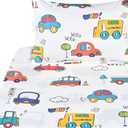 J-pinno Cars Buses Trucks Transport Vehicle Cute Twin 100% Cotton 3 Pieces Sheet Set for Kids Girls Children, Flat Sheet + Fitted Sheet + Pillowcase Bedding Decoration Gift Set