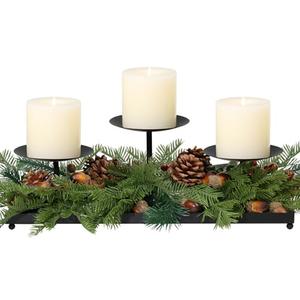 Candelabra Candle Holders for Pillar Candles Holder Tray Table Centerpiece Set of 3, Matte Black