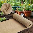 Burlap Fabric - Garden Burlap Fabric Roll Natural Jute Outdoor Fabric Burlap Weed Barrier Trees Trunk Wrap for Crafts Farmhouse Gardening Table Decor for Crafts (19.7" x 5 Feet)