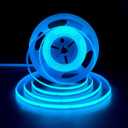 HAMRVL COB LED Strip Lights Ice Blue, DC12V 16.4ft/5M 320leds/M CRI90 Bright Flexible LED Tape 8mm, for Indoor Home Cabinet, Bedroom, Kitchen, Stage, Backlight DIY Lighting(Without Power Supply)