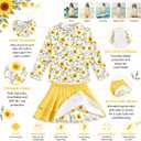 Girls Rash Guard Swimsuit Set UPF 50+ Long Sleeve Two Piece Swimwear Half Zip with Skirt Bottom for Kids 3-10Y